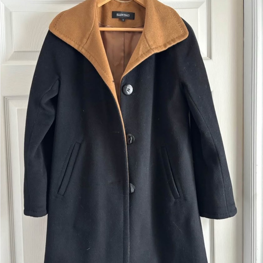 Sleek Black and Tan Women's Ellen Tracy Coat